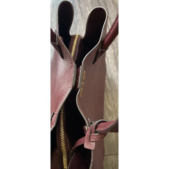 Vintage MICHAEL KORS Mercer Gallery Burgundy Oxyblood Leather Zip Tote Bag - Picture 14 of 16